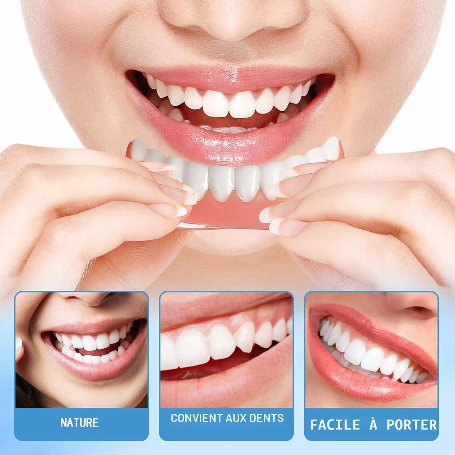 Kit de Prothèse Dentaire Amovible en Silicone et Facettes Sourire - طقم أسنان تجميلي سيليكون وابتسامة مؤقتة